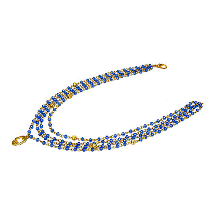 Collar De Cristales Zafiro-Oro Con Dije Mano De La Suerte
