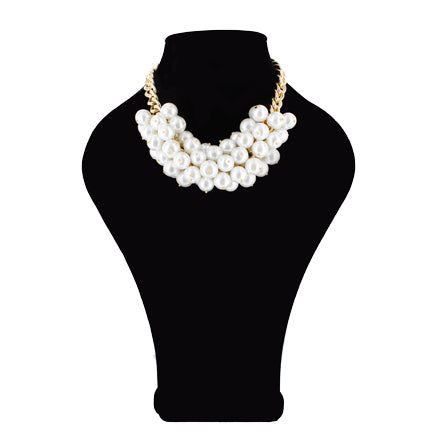 Collar Racimo De Perlas Con Cadena Oro