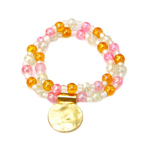 Pulsera Con Cuentas Redondas Y Dije Círculo