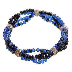 Pulsera Cuádruple Con Rondeles Negro-Zafiro