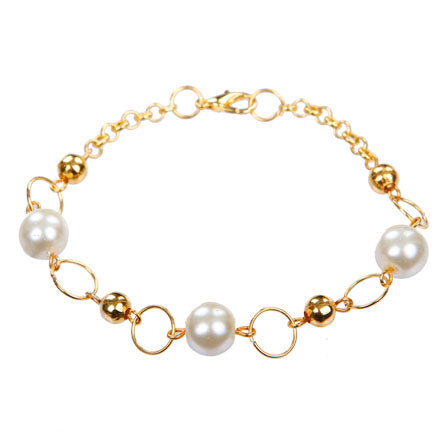 Pulsera Oro Con Perlas Marfil