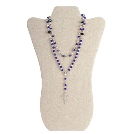 Rosario Collar Plata-Azul