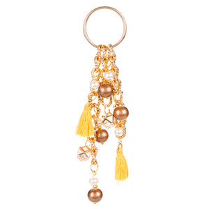 Llavero De Cadena Con Perlas Destello Café