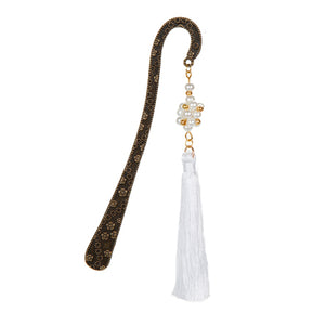 Separador De Libros Blanco, Oro Con Borla