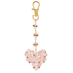 Llavero Corazón Con Rondel Rosa Tejido
