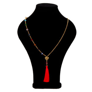 Collar De Cadena Con Rondeles Multicolor Y Borla