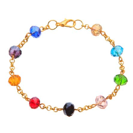 Pulsera De Cadena Con Rondeles Cristal Multicolor