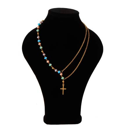 Collar De Cadena Doble Con Engarces De Rondeles Multicor