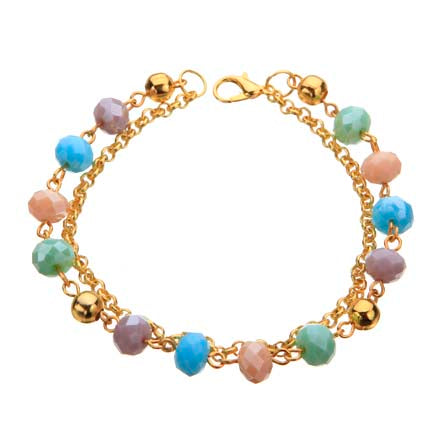 Pulsera De Cadena Oro Con Rondeles Multicolr