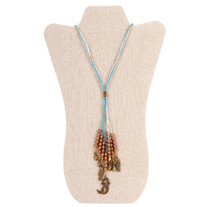 Collar Largo De Cordón Con Dijes Marinos