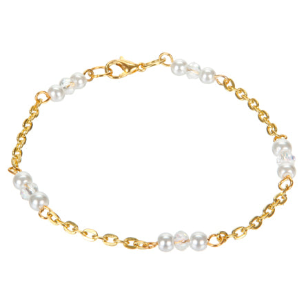 Pulsera De Cadena Con Perla Y Cristales