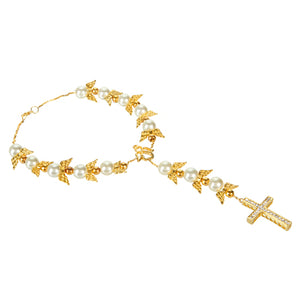 Pulsera Decenerario De Angeles Con Perlas