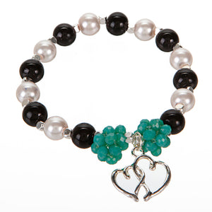 Pulsera Rosa/Negrocon Dije De Corazón