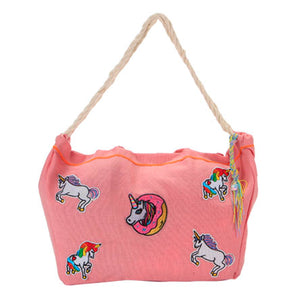 Bolsa De Yute Con Aplicaciones De Unicornio
