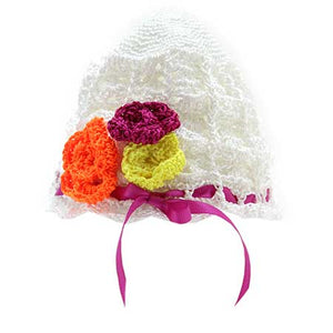 Gorro Blanco  Con Flores