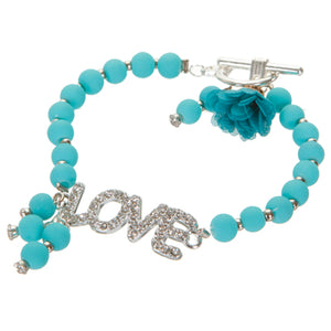 Pulsera  Love Con Dijes Turquesa