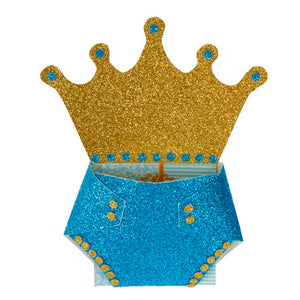Invitación Baby Shower Príncipe Azul/Oro