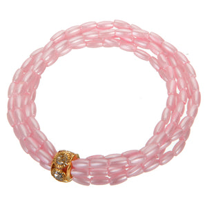 Pulsera Con Perla Oval Rosa Y Rondel