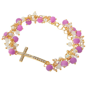 Pulsera Engarzada  Con Dije De Cruz