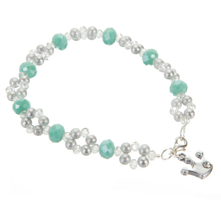 Pulsera Tejida Con Perla  Destellos  Y Rondel