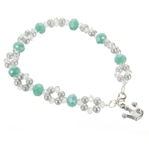 Pulsera Tejida Con Perla  Destellos  Y Rondel