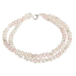 Pulsera Ensartada Doble Con Perla Y Rondel