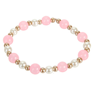 Pulsera Con Cuenta Brillante Y Perla Base De Cristal