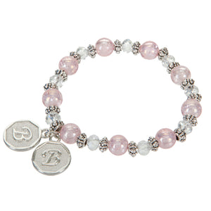 Pulsera Con Cuenta Cristal Y Dejes De Letra