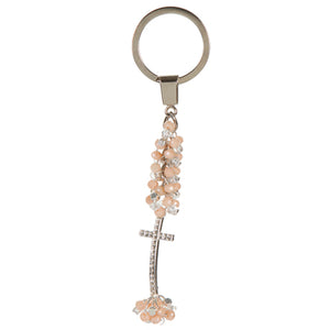 Llavero Con Rondel Cristal Durazno