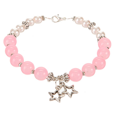 Fantasías Miguel Clave:IA254 Pulsera Con Cuenta Redonda Rosa Y Dije De Estrellas