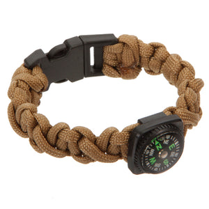 Pulsera Con Brujula Y Cordón Paracaidas Cafe