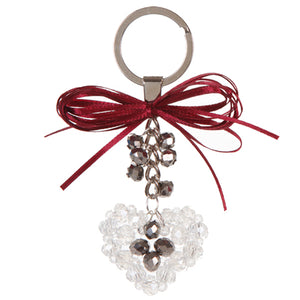 Llavero Con Corazon De Rondel Y Liston Rojo