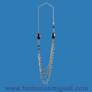 Collar De Cadena Palta Con Cuentas Negras