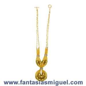 Collar De Perlas Topacio Con Malla Tubo Y Cadena Oro