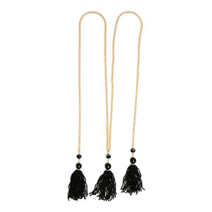 Collar De Borlas Y Chaquira Con Cadena De Oro