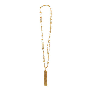 Collar De Tubitos Con Borla De Cadena, Oro