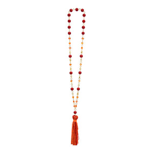 Collar Rojo Naranja Con Borla