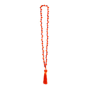 Collar De Rondeles Y Borla Rojo Naranja