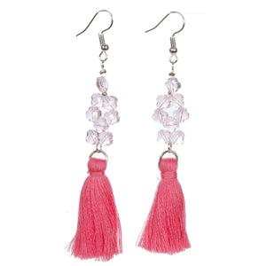 Aretes Rosa Con Borlas