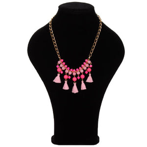 Collar Rosa Con Cadena