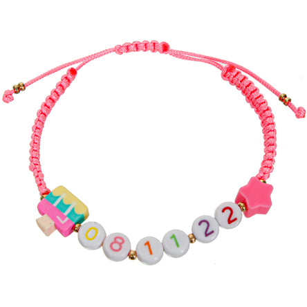 Pulsera Cuentas Numeros Rosa