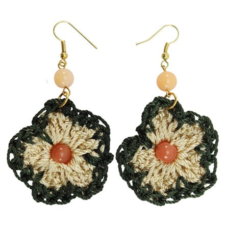 Aretes Con Flor Tejida