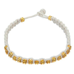 Pulsera Tejida De Cordón Con Aros Oro