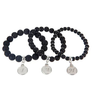 Pulseras Con Dijes De Letras Y Cuentas Lava Para Hombre