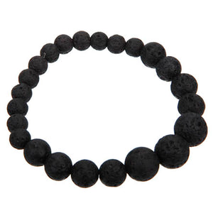 Pulsera Con Cuentas Lava Negras