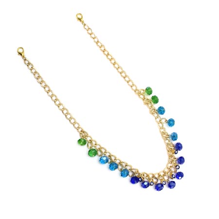 Collar Oro Con Cristal Turquesa-Esmeralda