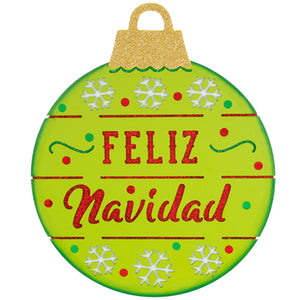 Esfera Feliz Navidad  Verde Con Copos