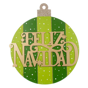 Esfera Verde Feliz Navidad