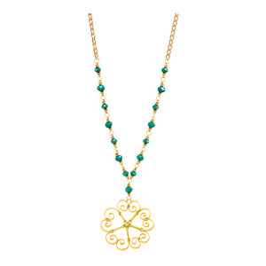 Collar De Rondel Jade Con Dije De Alambre