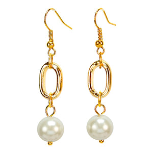 Aretes De Perlas  Y Cadena De Oro